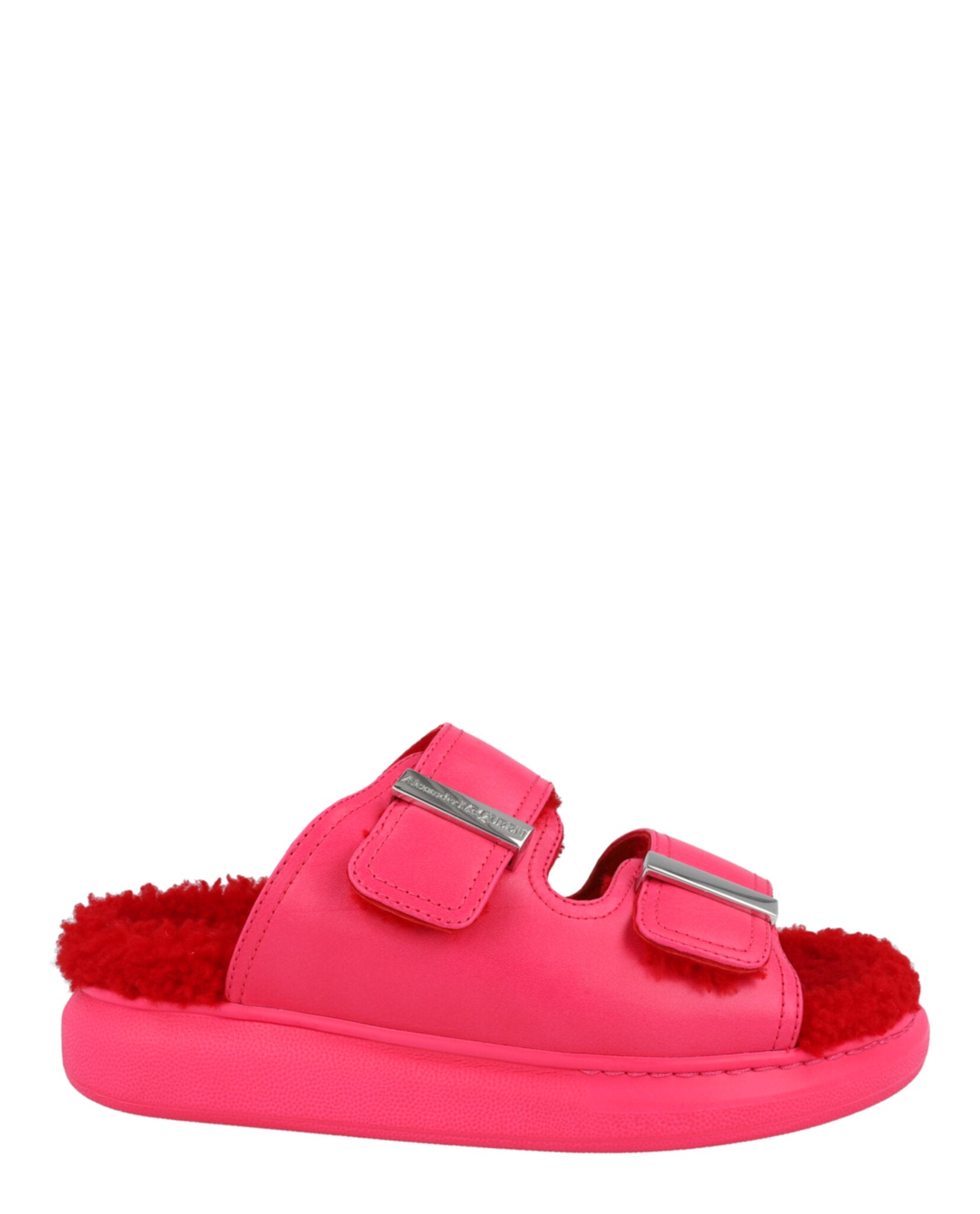 Alexander McQueen Oversized Hybrid Slides Pink Silver Footwear - Tophatter Daily Deals