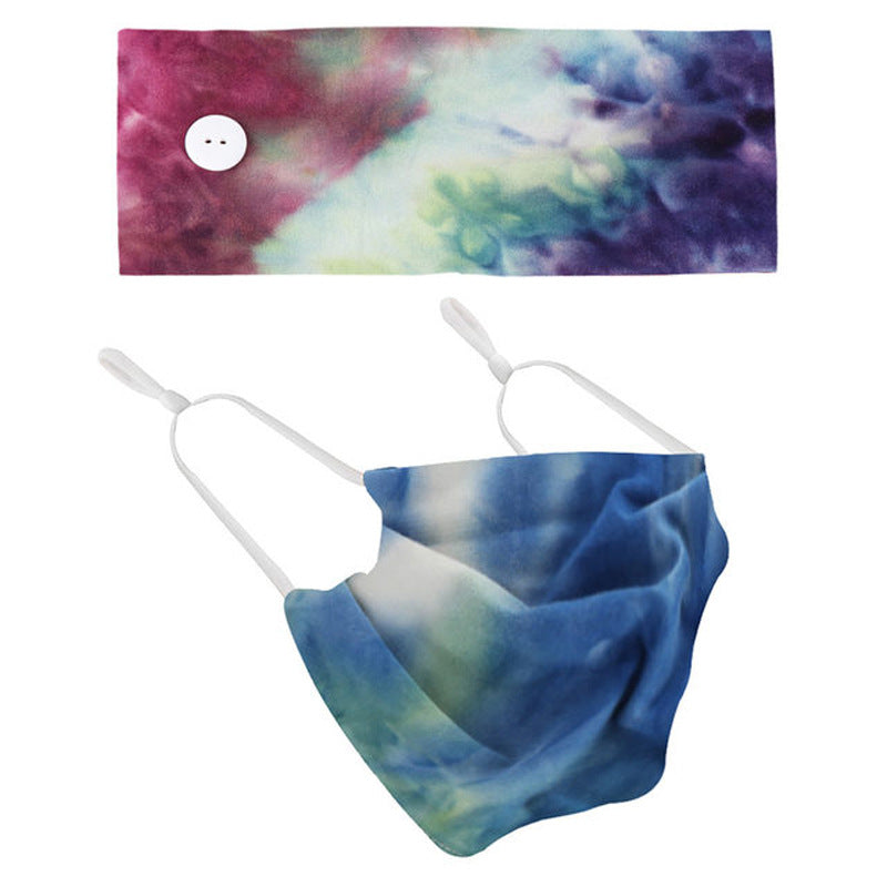 Button headband mask headscarf hair accessory 2-piece set 0 - Tophatter Daily Deals