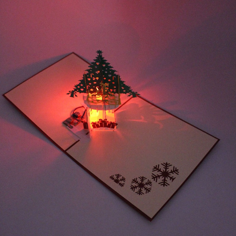 3D light paper cut greeting card Christmas tree 0 - Tophatter Daily Deals