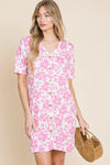 BOMBOM Floral Button Down Mini Dress Casual Dresses - Tophatter Daily Deals