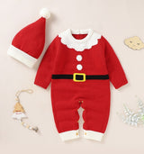Baby Knitted Jumpsuits Christmas Cute Clothes And Hats Red 0 - Tophatter Daily Deals