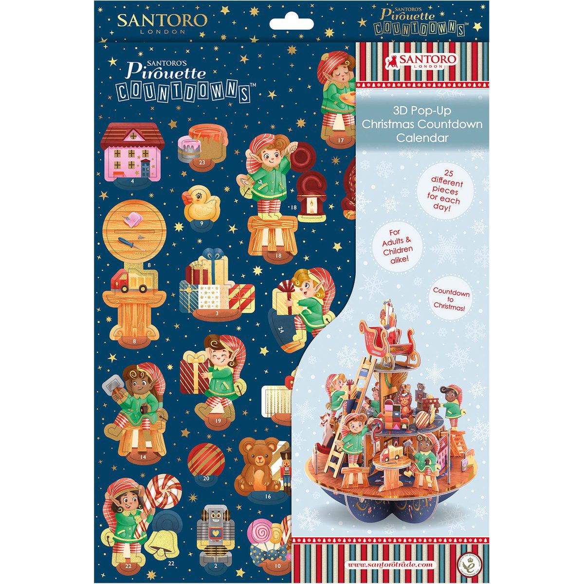 3D Elf Workshop Christmas Advent Calendar | Pop-Up Pirouette Countdown Calendar Advent Calendar - Tophatter Daily Deals