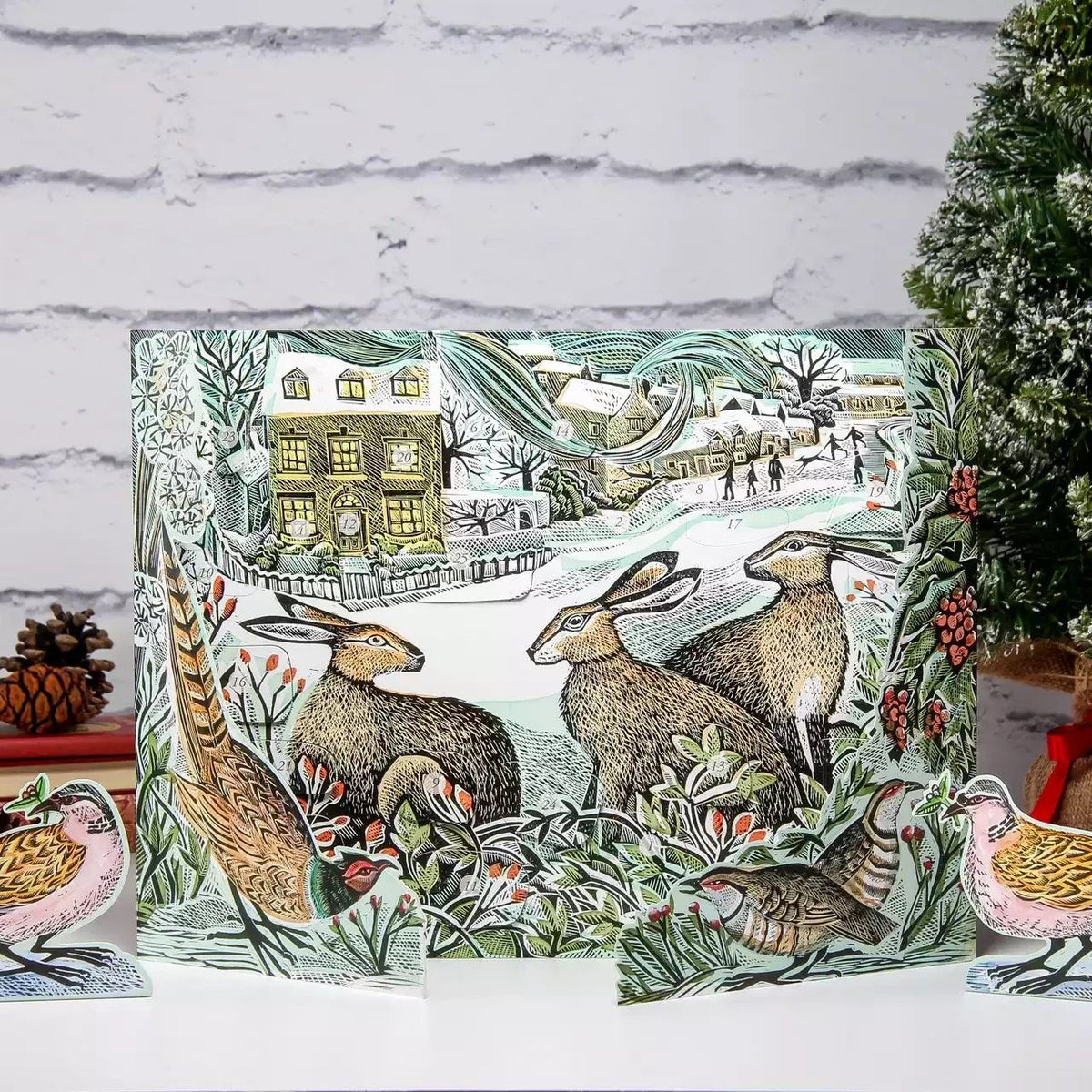 We Three Hares Pop-up 3D Advent Calendar | Rabbit Christmas Calendar - 40x30cm Advent Calendar - Tophatter Daily Deals
