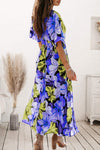 Plunge Printed Split Midi Dress Casual Dresses - Tophatter Daily Deals