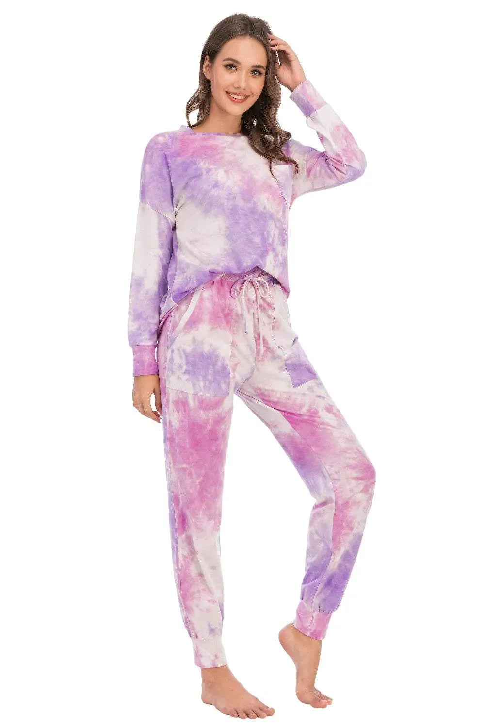 Tie-Dye Top and Pants Lounge Set Loungewear Sets Apparel & Accessories Fast Shipping Free Shipping H#Y Lingerie Sleepwear Loungewear Loungewear Sets New Deals Sexy sexy lingerie Ship From Overseas Ship from USA USA USA STOCK - Tophatter Daily Deals And Savings