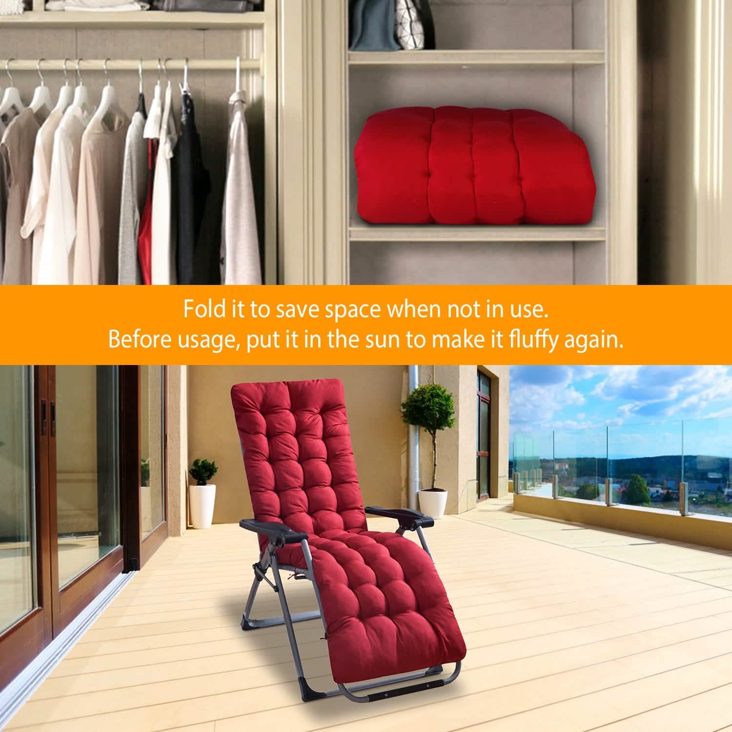 67x22in Chaise Lounger Cushion Recliner Rocking Chair Sofa Furniture & Decor - Tophatter Daily Deals