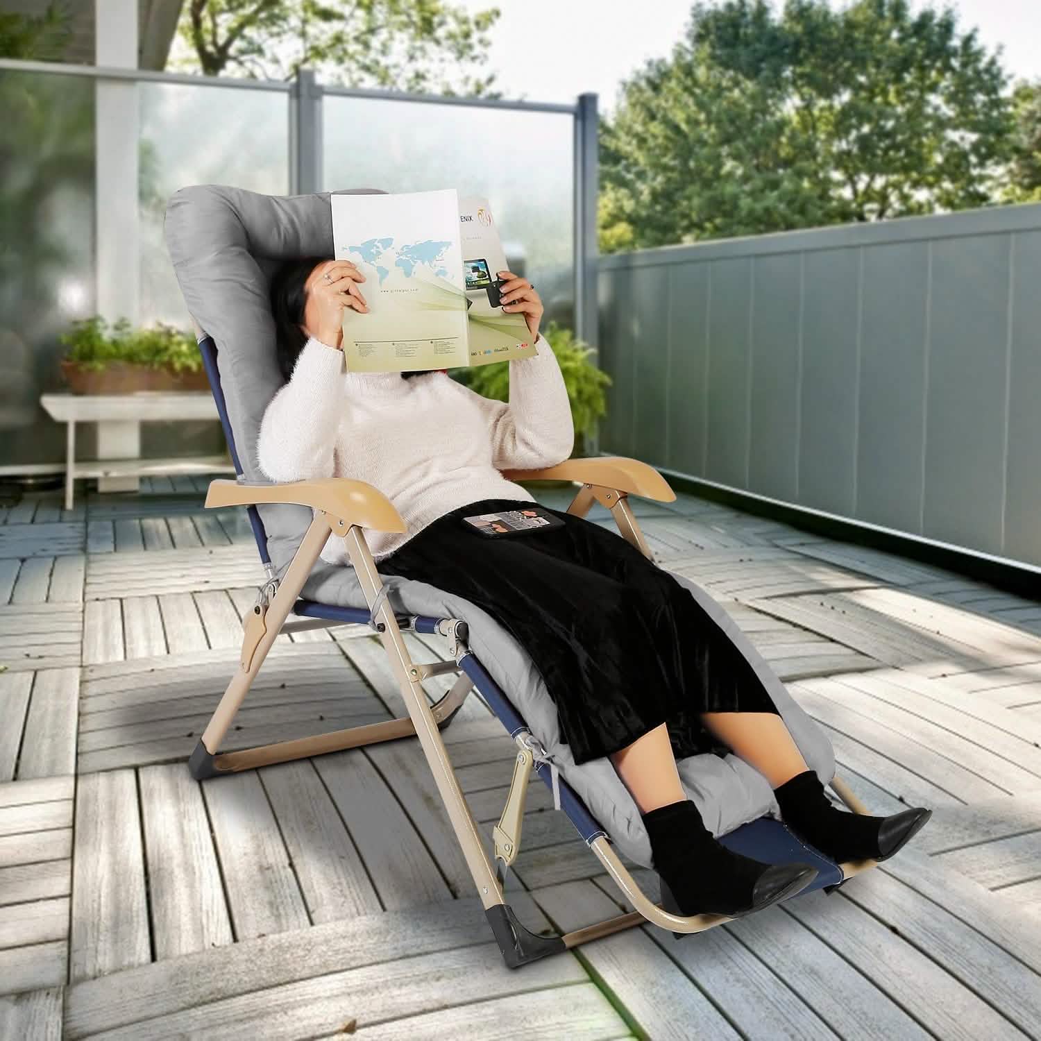 67x22in Chaise Lounger Cushion Recliner Rocking Chair Sofa Furniture & Decor - Tophatter Daily Deals