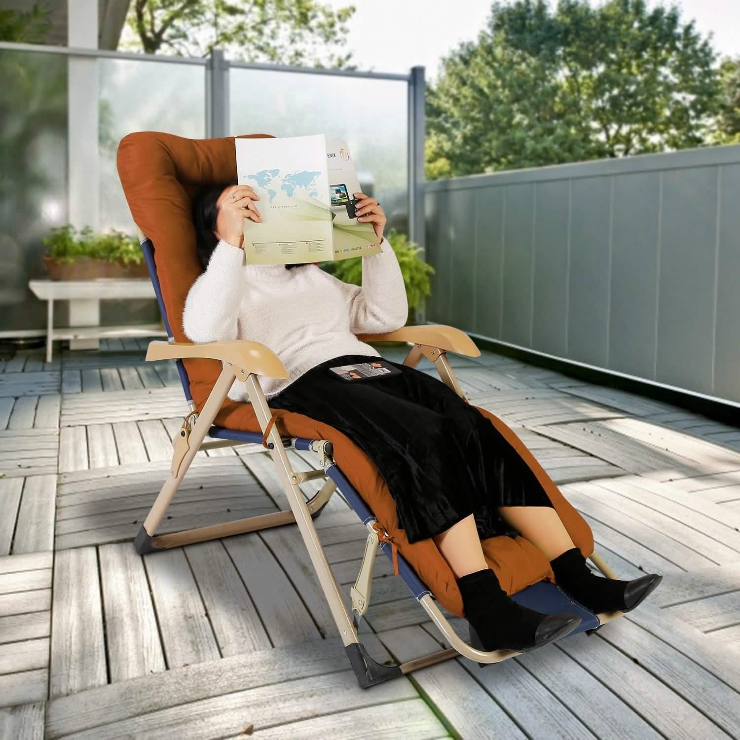 67x22in Chaise Lounger Cushion Recliner Rocking Chair Sofa Furniture & Decor - Tophatter Daily Deals