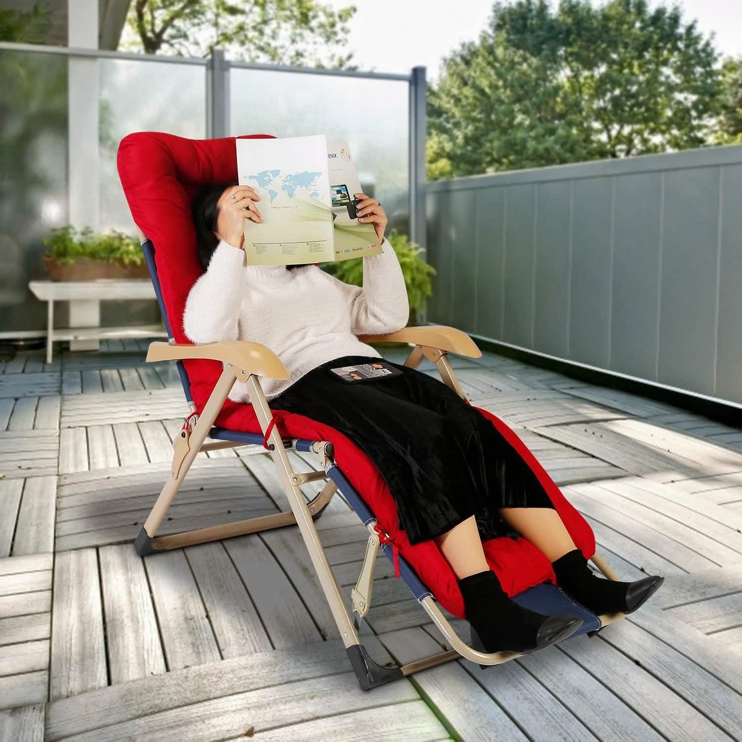 67x22in Chaise Lounger Cushion Recliner Rocking Chair Sofa Furniture & Decor - Tophatter Daily Deals