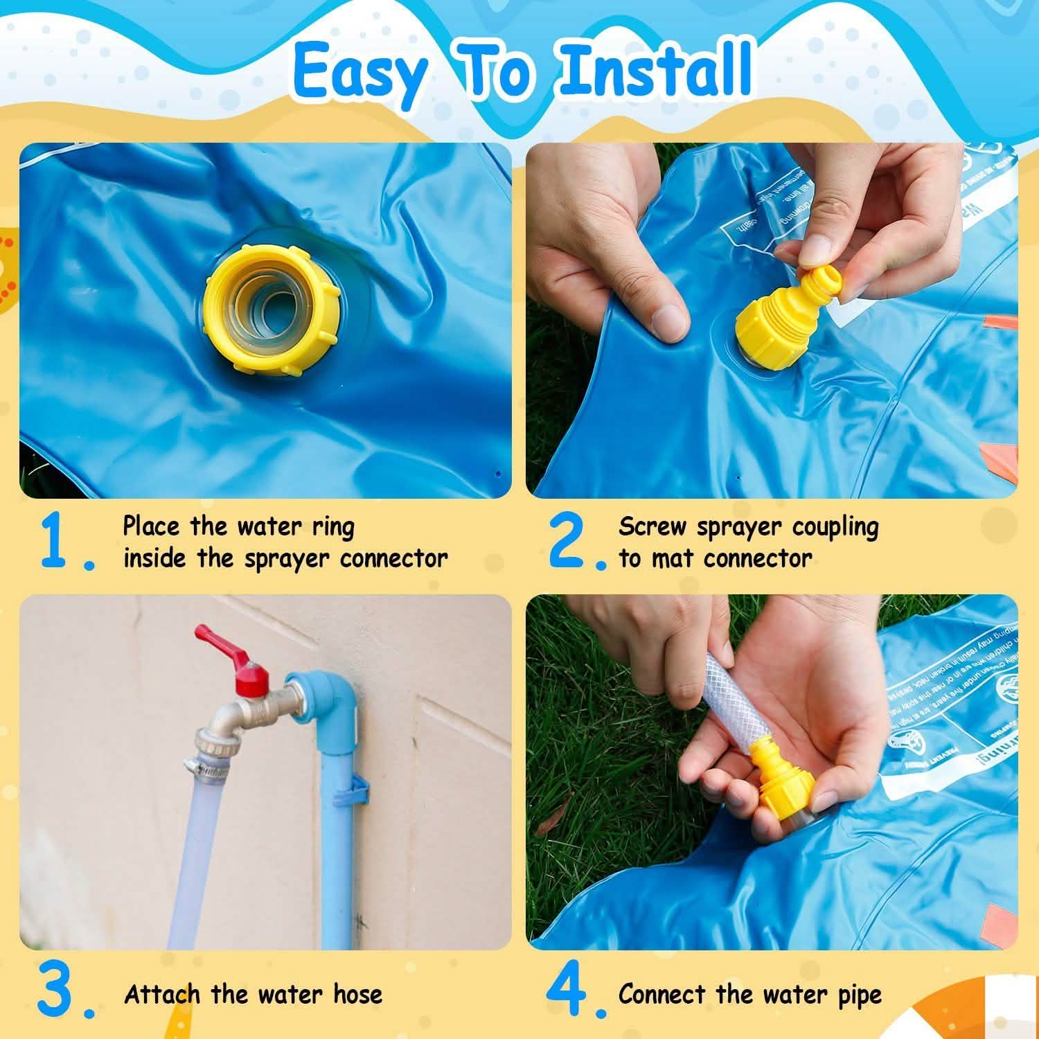 68" Inflatable Blow Up Pool Sprinkler Splash Pad For Kids Outdoor Recreation - Tophatter Daily Deals