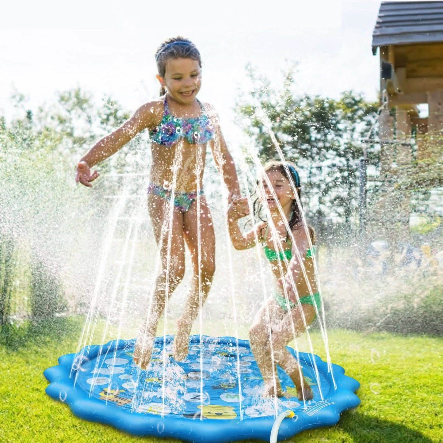 68" Inflatable Blow Up Pool Sprinkler Splash Pad For Kids Outdoor Recreation - Tophatter Daily Deals