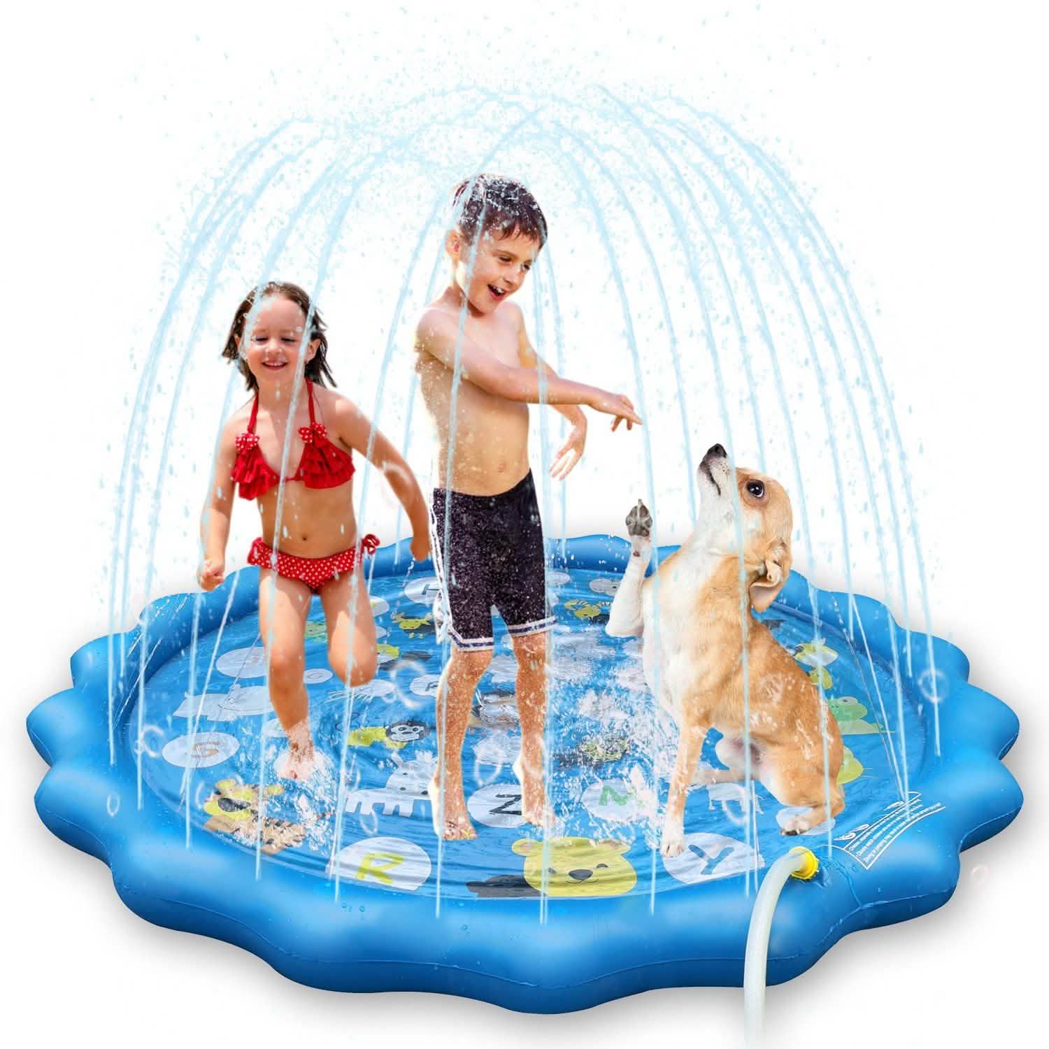 68" Inflatable Blow Up Pool Sprinkler Splash Pad For Kids Outdoor Recreation - Tophatter Daily Deals