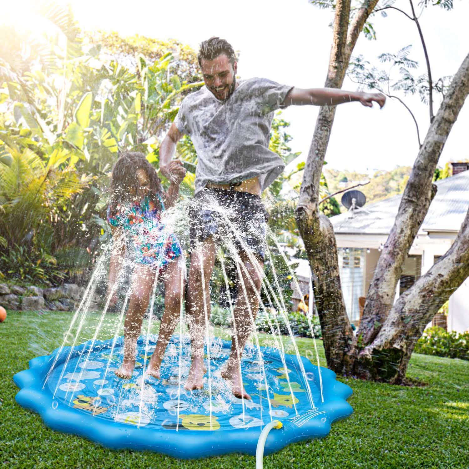 68" Inflatable Blow Up Pool Sprinkler Splash Pad For Kids Outdoor Recreation - Tophatter Daily Deals
