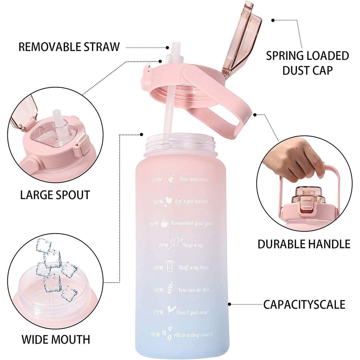 68 Oz Water Bottle with Time Marker Outdoor Recreation - Tophatter Daily Deals