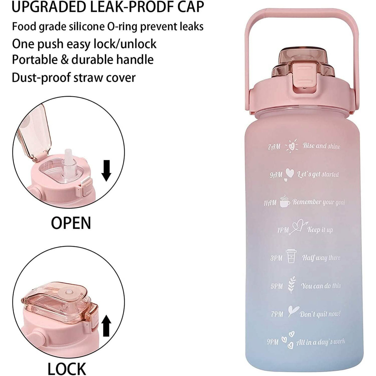 68 Oz Water Bottle with Time Marker Outdoor Recreation - Tophatter Daily Deals