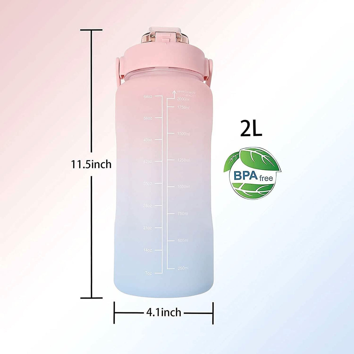 68 Oz Water Bottle with Time Marker Outdoor Recreation - Tophatter Daily Deals