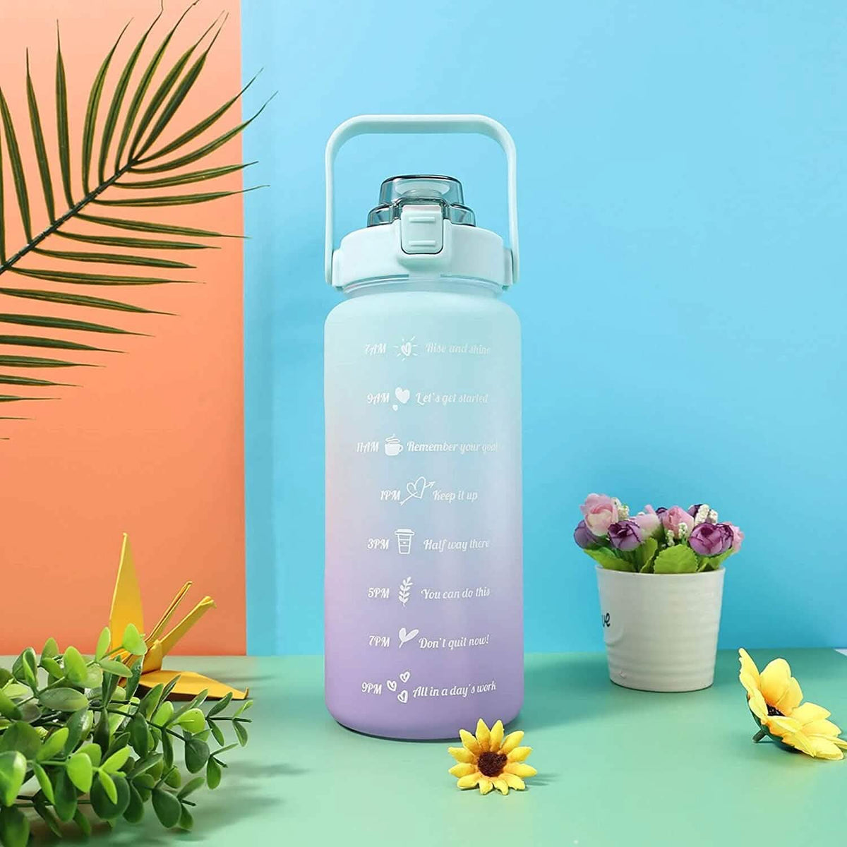 68 Oz Water Bottle with Time Marker Green Outdoor Recreation - Tophatter Daily Deals