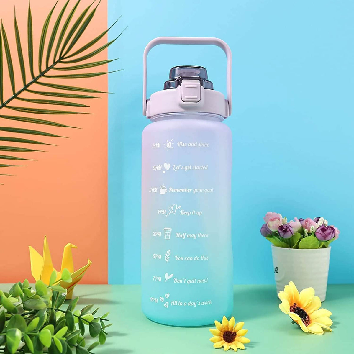 68 Oz Water Bottle with Time Marker Purple Outdoor Recreation - Tophatter Daily Deals