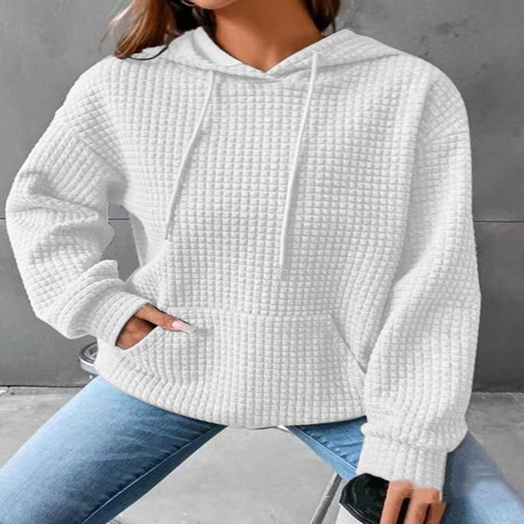 Soft Cozy Women’s Hoodie Sweater - Waffle Knit Layering White 3D Changing Face Moving Picture Frame - Tophatter Daily Deals