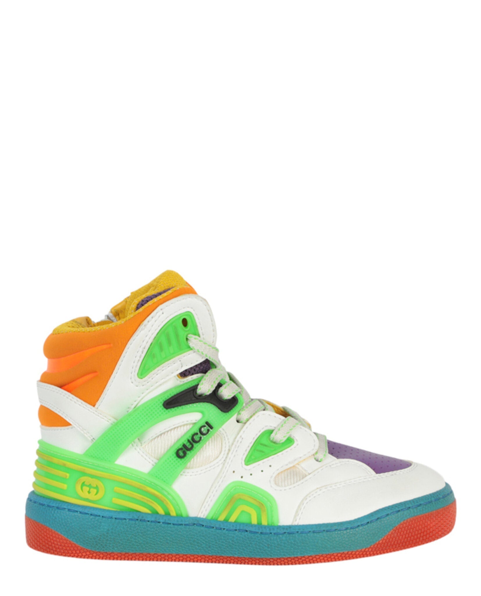 Gucci Basket Leather High-Top Sneakers Multi Footwear - Tophatter Daily Deals
