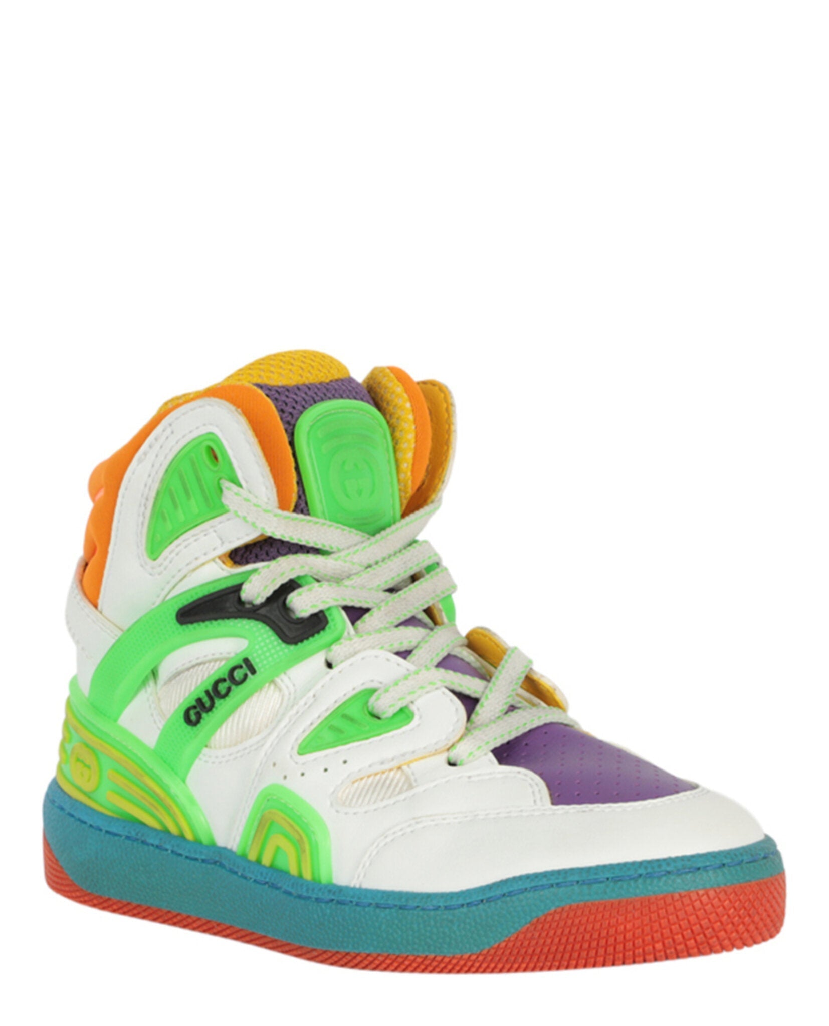 Gucci Basket Leather High-Top Sneakers Footwear - Tophatter Daily Deals