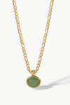 Inlaid Stone Round Pendant Chain Necklace Light Green One Size Necklaces - Tophatter Daily Deals