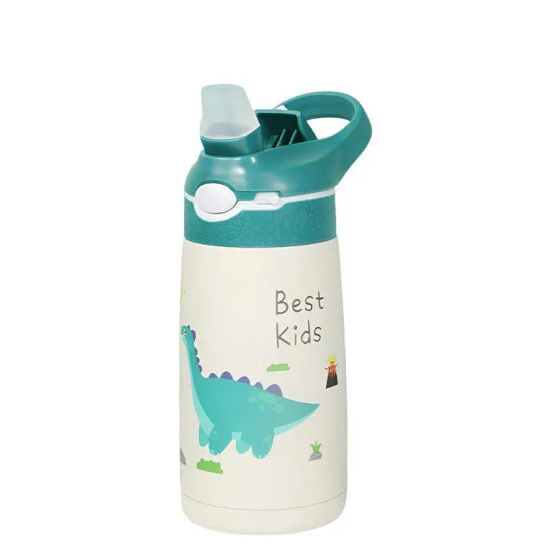 Tophatter's™ Sippy Straw Thermal Cup Green Dinosaur 400ml 13 oz Tumblers - Tophatter Daily Deals
