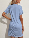 Pocketed Striped Round Neck Short Sleeve Dress Casual Dresses - Tophatter Daily Deals