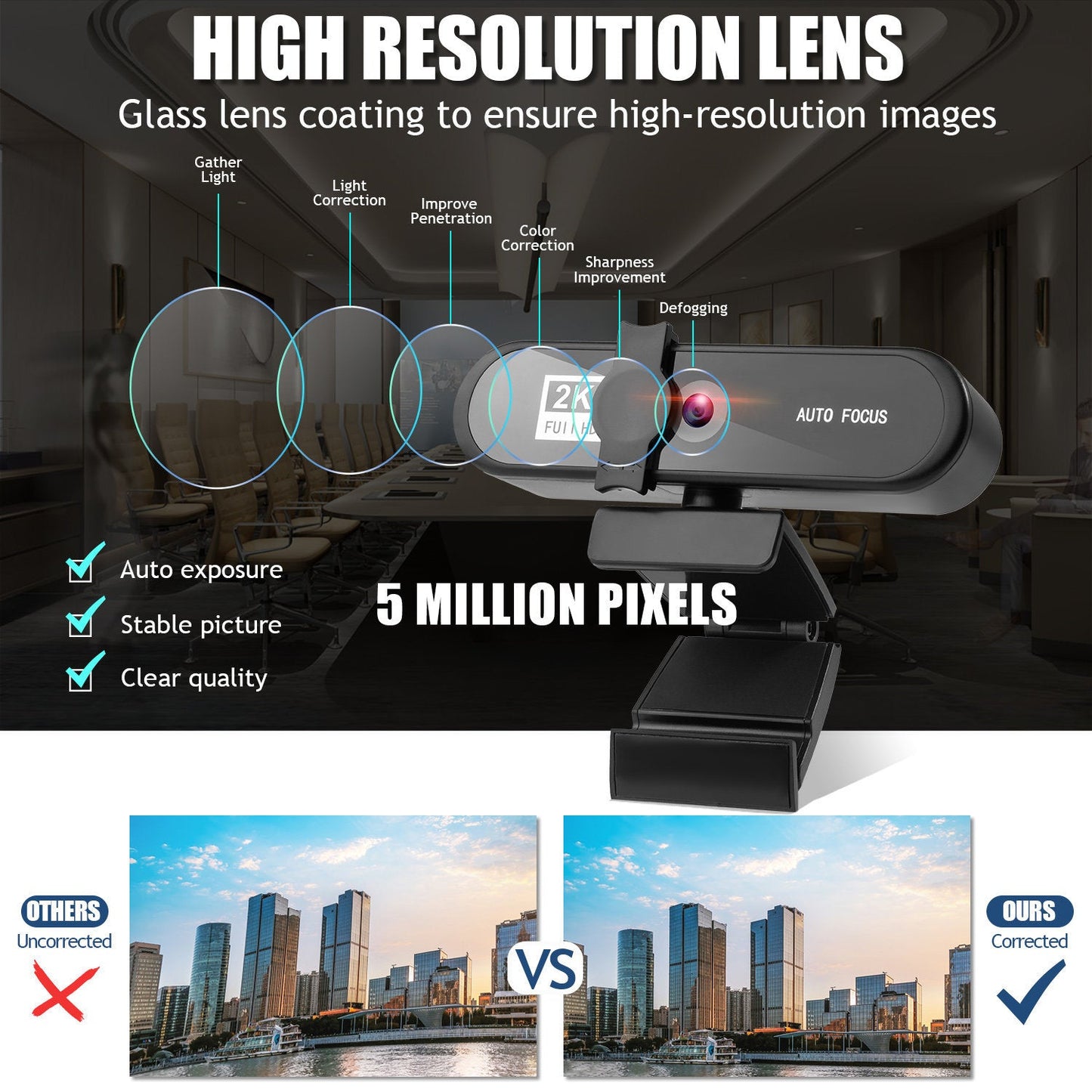 Beauty 4K Auto Focus Computer Camera Network USB Live Webcam 0 - Tophatter Daily Deals