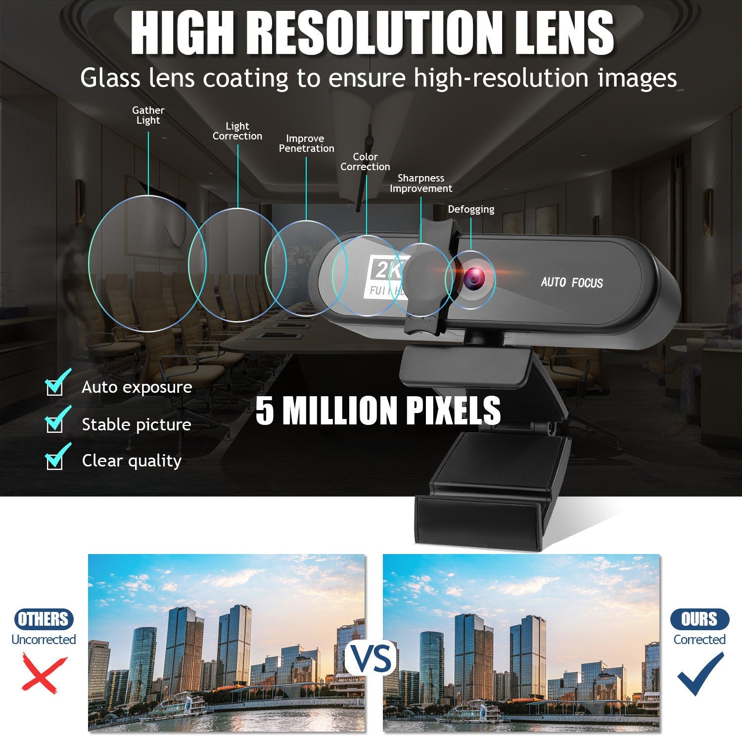 Beauty 4K Auto Focus Computer Camera Network USB Live Webcam 0 - Tophatter Daily Deals