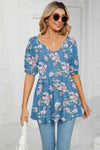 V-Neck Babydoll Blouse Pastel Blue Blouses - Tophatter Daily Deals