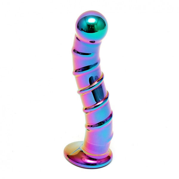 Sensual Multi Coloured Glass Nikita – Ribbed Glass Dildo > Glass > Dildos - Tophatter Daily Deals
