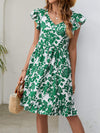 Floral V-Neck Flutter Sleeve Dress Casual Dresses - Tophatter Daily Deals