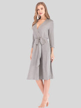 Plunge Tie Front Night Dress Charcoal Sleep Dresses - Tophatter Daily Deals