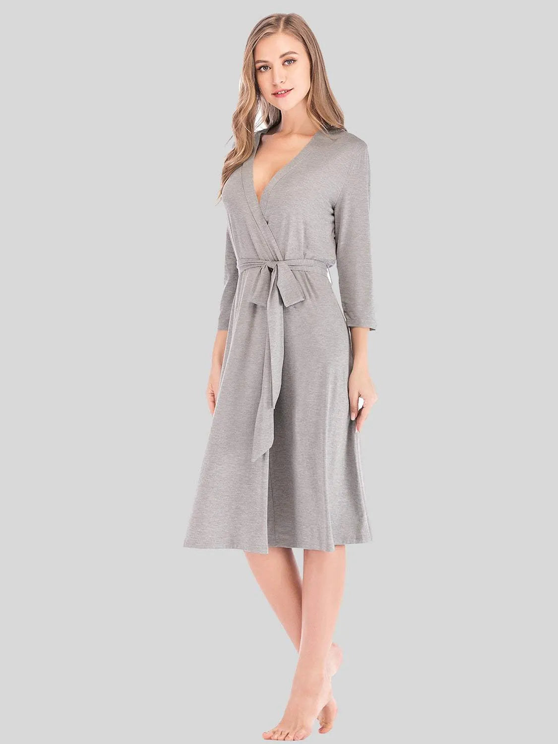 Plunge Tie Front Night Dress Charcoal Sleep Dresses - Tophatter Daily Deals