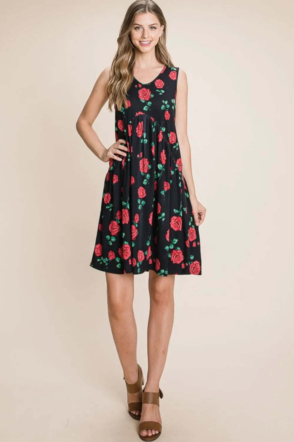 BOMBOM Floral Ruched Tank Dress Casual Dresses - Tophatter Daily Deals