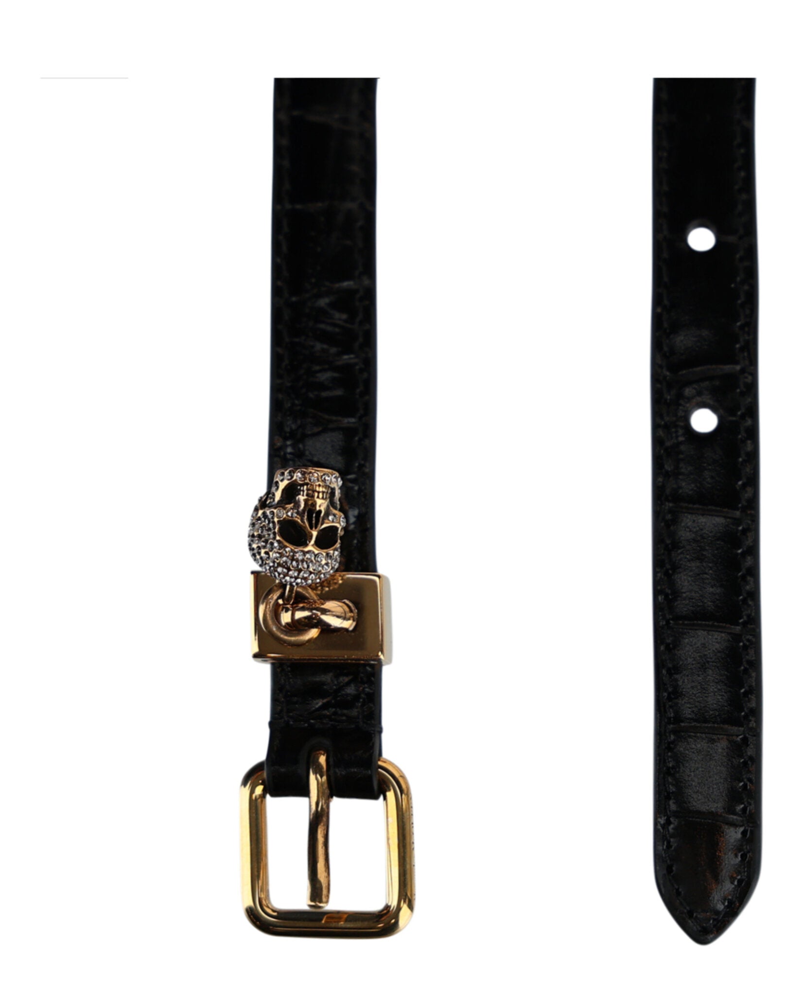 Alexander McQueen Skull Croc Embossed Double Belt Belts - Tophatter Daily Deals