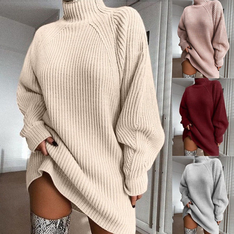 Oversized Women's Sweater Dress - Turtleneck Ribbed Winter 3D Changing Face Moving Picture Frame - Tophatter Daily Deals