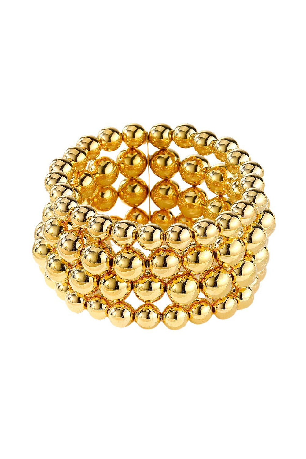 Gold Multi Layered Alloy Beaded Elastic Bracelet Bracelets - Tophatter Daily Deals