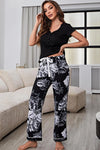 Full Size V-Neck Top and Floral Pants Lounge Set Loungewear Sets - Tophatter Daily Deals