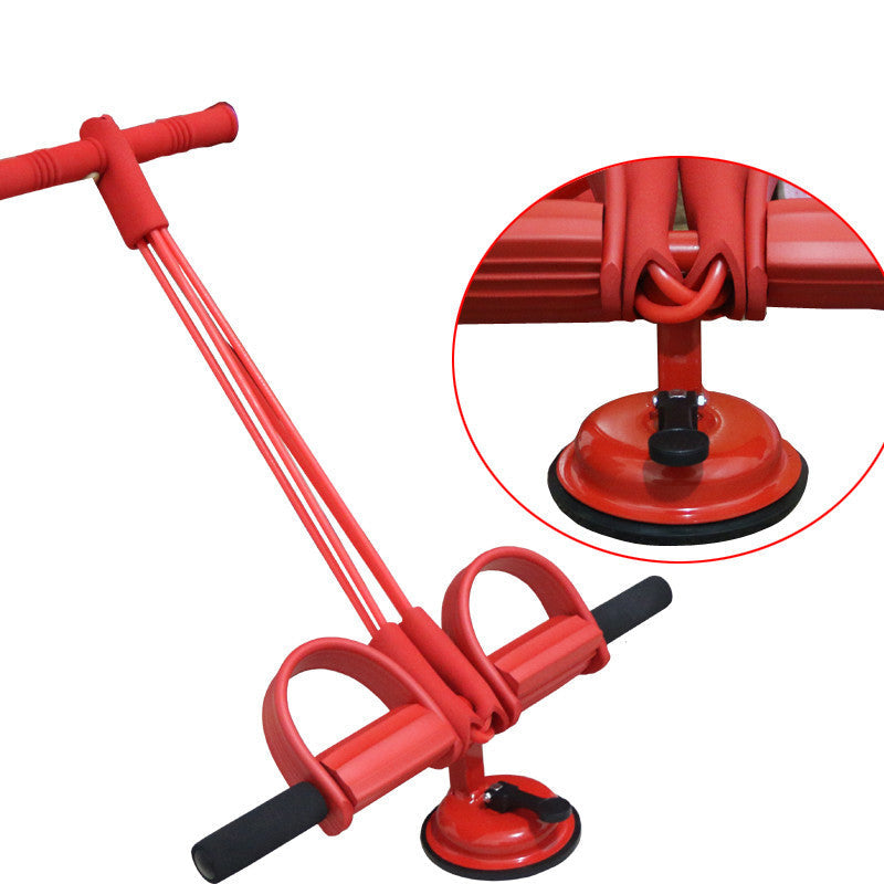 4 Tubes Latex Foot Elastic Pull Rope Expander Pedal Resistance Band Fitness Sit Up Pull Rope Red 0 - Tophatter Daily Deals