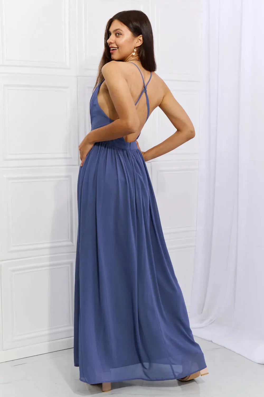 OneTheLand Captivating Muse Open Crossback Maxi Dress Cocktail Dresses - Tophatter Daily Deals