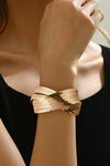 Gold Textured Crossover Metal Cuff Wide Bracelet Bracelets - Tophatter Daily Deals