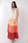 VERY J Color Block Tiered Maxi Cami Dress Casual Dresses - Tophatter Daily Deals