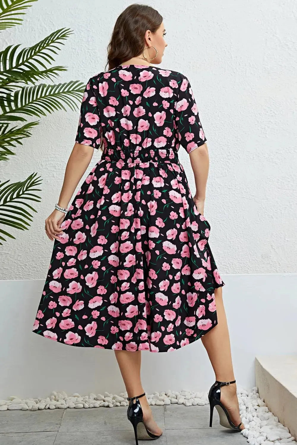 Floral Surplice Midi Dress Casual Dresses - Tophatter Daily Deals