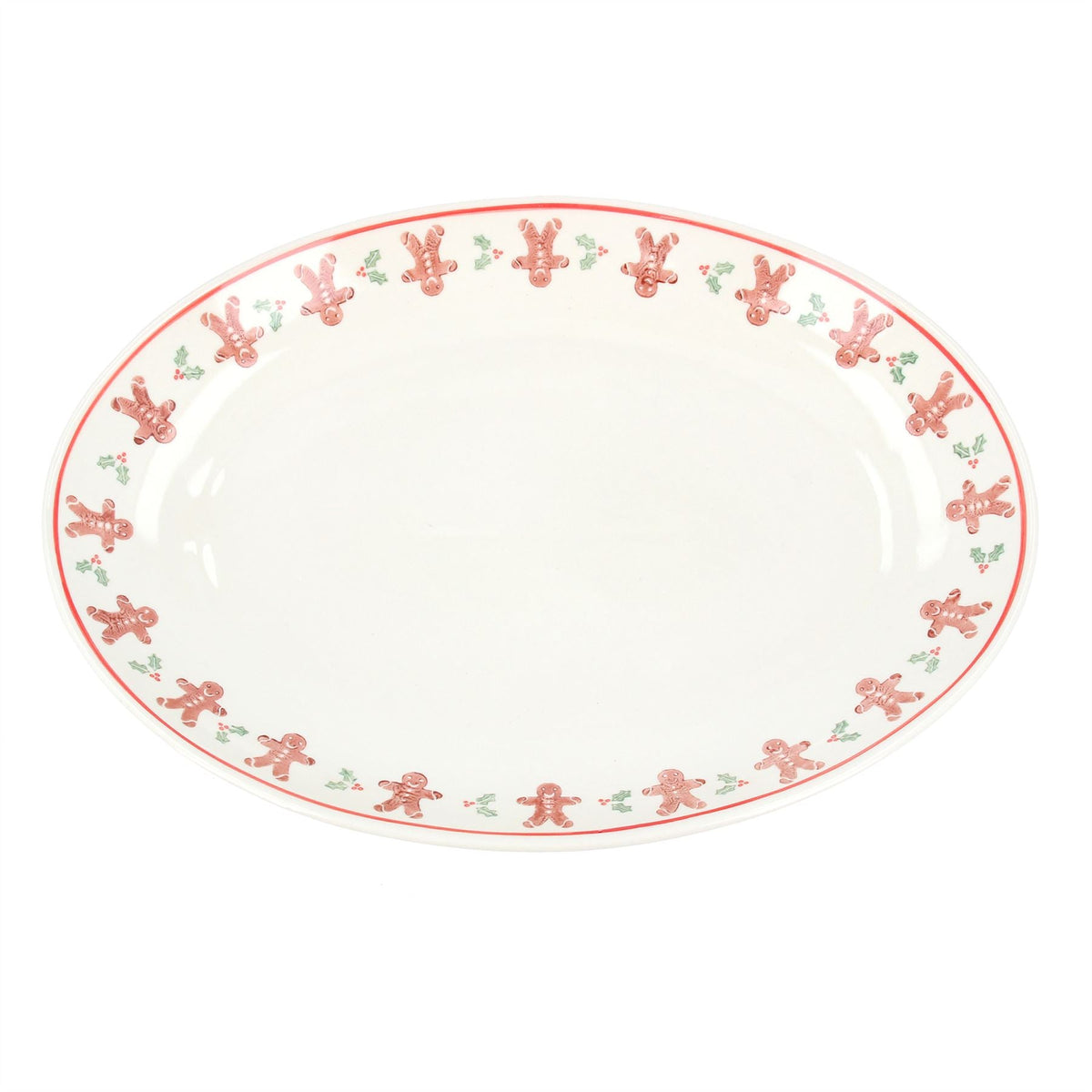 Gingerbread Ceramic Oval Plate | Festive Serving Platter for Christmas - 34cm Plate - Tophatter Daily Deals