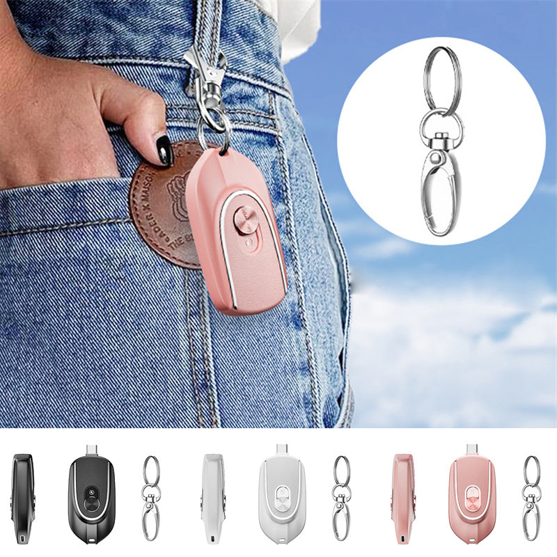 2 In 1 Mini Keychain Power Bank Keyring Hanging Buckle 2 Output Interfaces 5V 1200MAH Backup Power Bank Retractable Plug Waterproof Phone Charging Accessories 0 - Tophatter Daily Deals