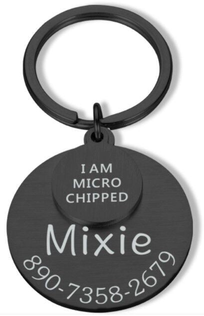 Anti-lost Engraved Pet Tag Collar Tag Pendant Keychain Black 7 - Tophatter Daily Deals