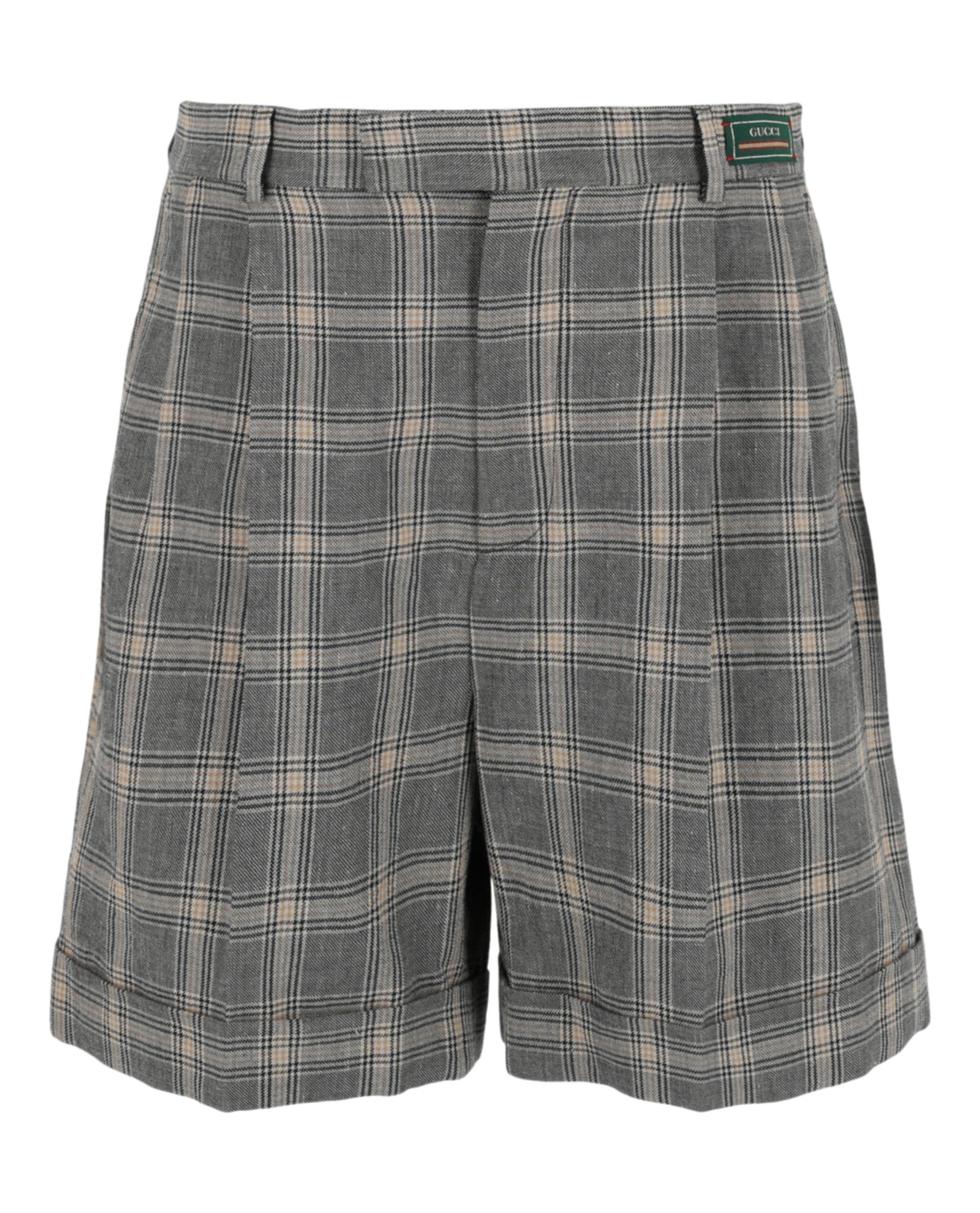 Gucci Cuffed Plaid Shorts Grey Beige Shorts - Tophatter Daily Deals