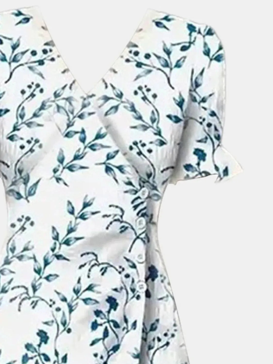 Full Size Printed Surplice Flounce Sleeve Midi Dress Casual Dresses - Tophatter Daily Deals